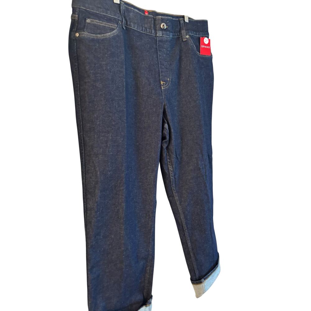NWT Spanx Cuffed Straight Leg Jeans in Raw Indigo Size 3X PETITE Pull On - Picture 4 of 7